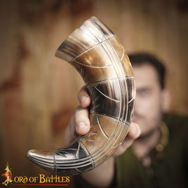 Drinking horn with viking engraving