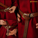 Extra large Viking shieldmaiden brown leather ladies belt