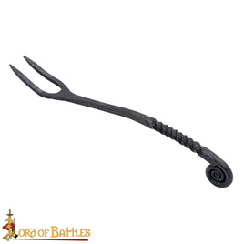 Forged fork for feasting and Medieval and Viking cooking