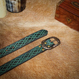 Green Belt with decorative stamped belt strap