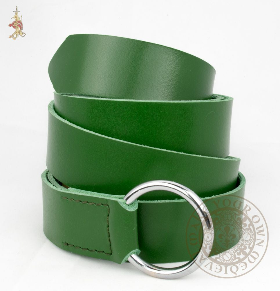 Medieval / Renaissance SCA Ring Belt in Green Veg Tan Leather