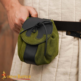 Green and Black Suede leather medieval bag