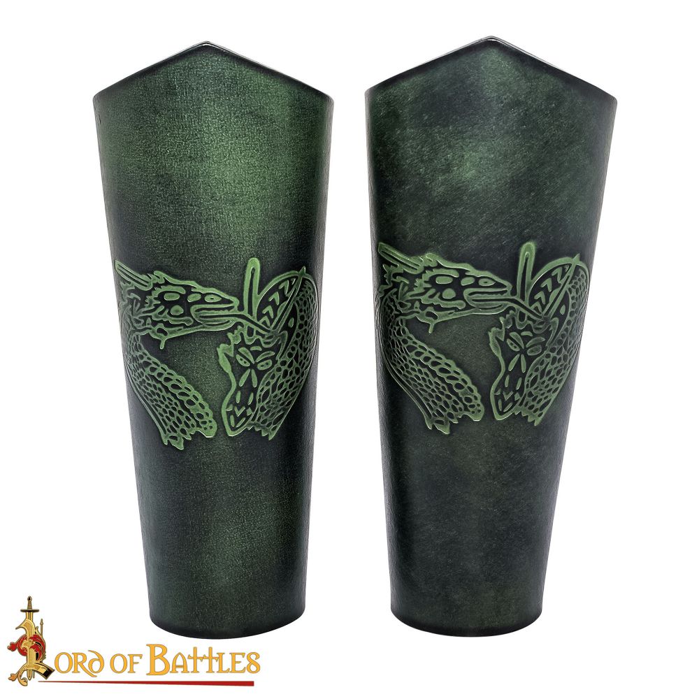 Midgard Dragon Leather Bracers - Green