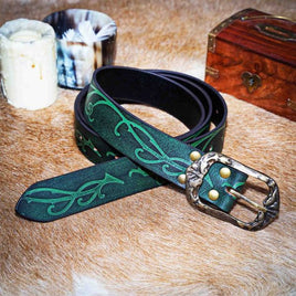 Elvish Green Leather Belt