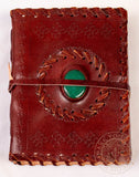 Green stone leather journal