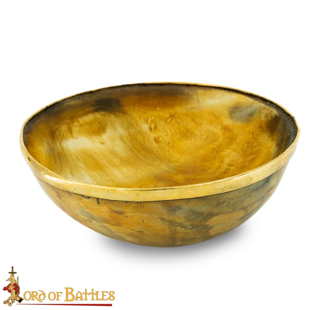 Horn Bowl with Brass Trim - Mixed Brown Colour