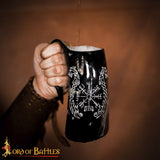 Horn tankard with viking rune design
