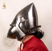 Hounskull Pig-Face Bared Ocular Visor Bascinet 14th Century Helm