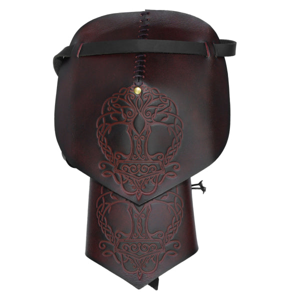 Mjölnir Entwined with Tree of Life Leather Spaulders - Brown