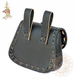 LARP black leather bag for medieval paladin or priest characters