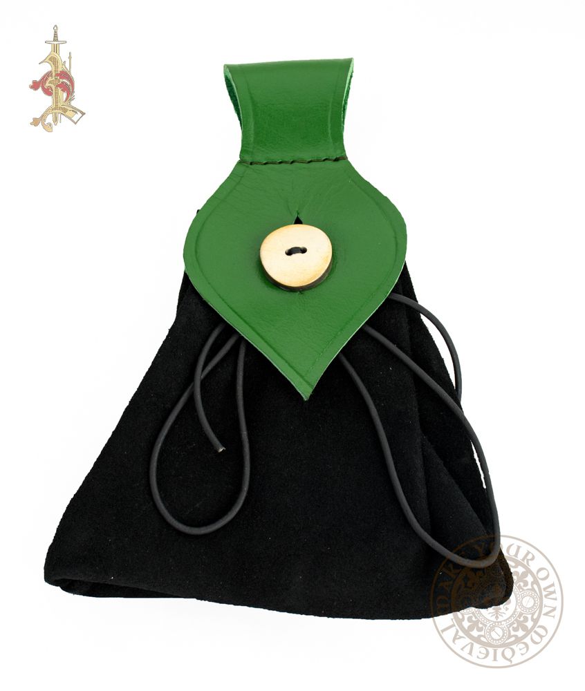 LARP ladies bag made from green and black suede leather