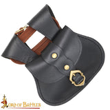 LARP leather medieval bag and belt in black leather