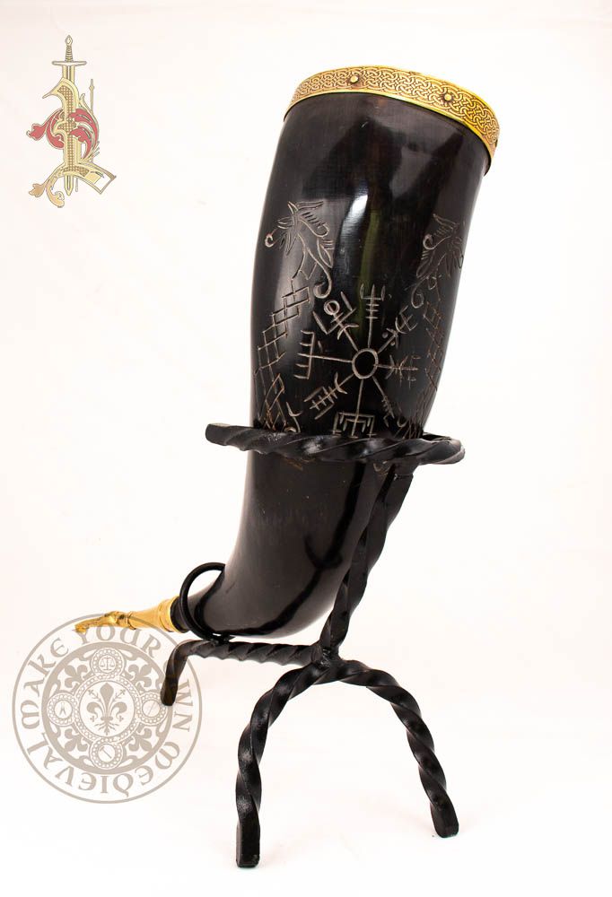 Large Viking Runic Drinking Horn 13" - 15" inch (32cm to 38cm)