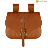 Large brown leather medieval pouch