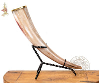 Large drinking horn with brass trim