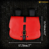 Large red leather medieval bag