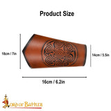 Leather Celtic wrist bracelet with dragon carving