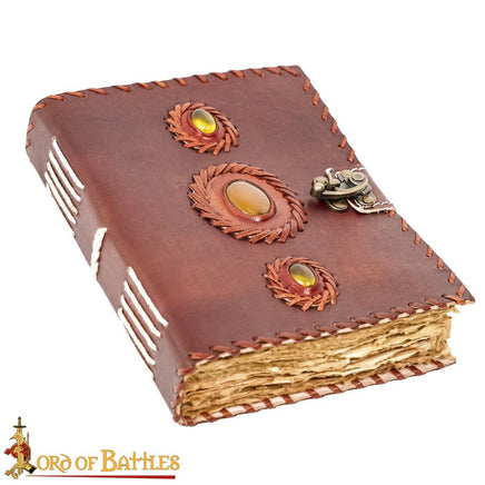 Leather Journal with three stones