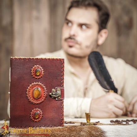 Leather diary with three stones