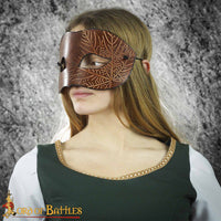Leather pagan Mask made from brown leather with tree design