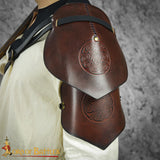 Leather pauldron shoulder armour made from brown leather