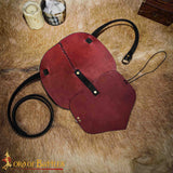 Leather pauldron shoulder armour made from red leather