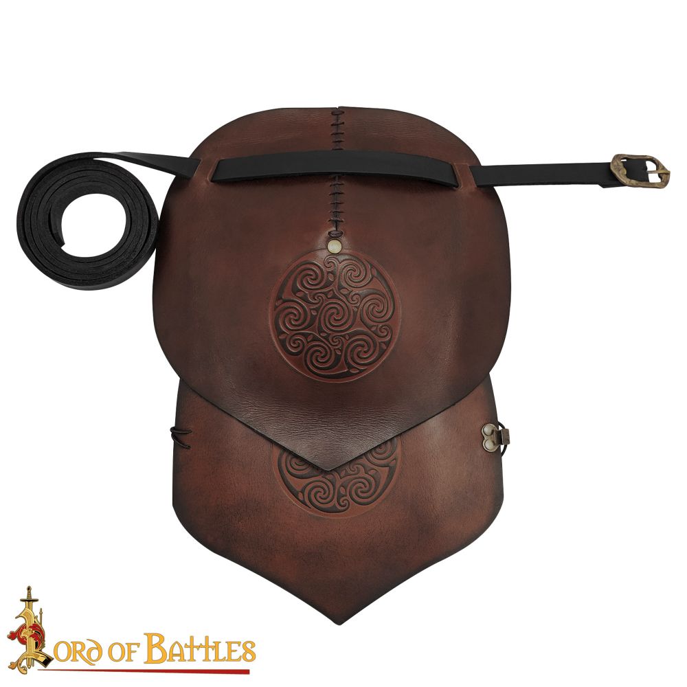 Celtic Circle Leather Spaulder Armour - Brown