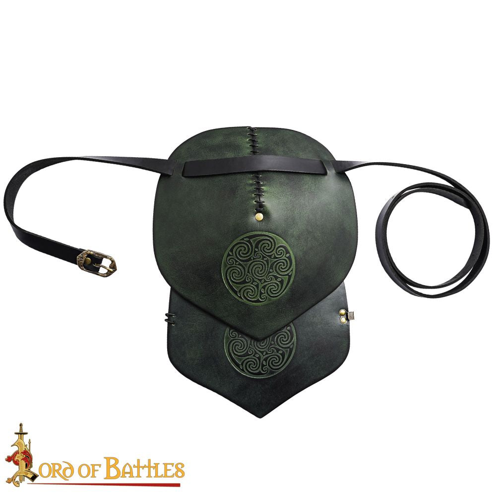 Leather spaulder armour made from green leather