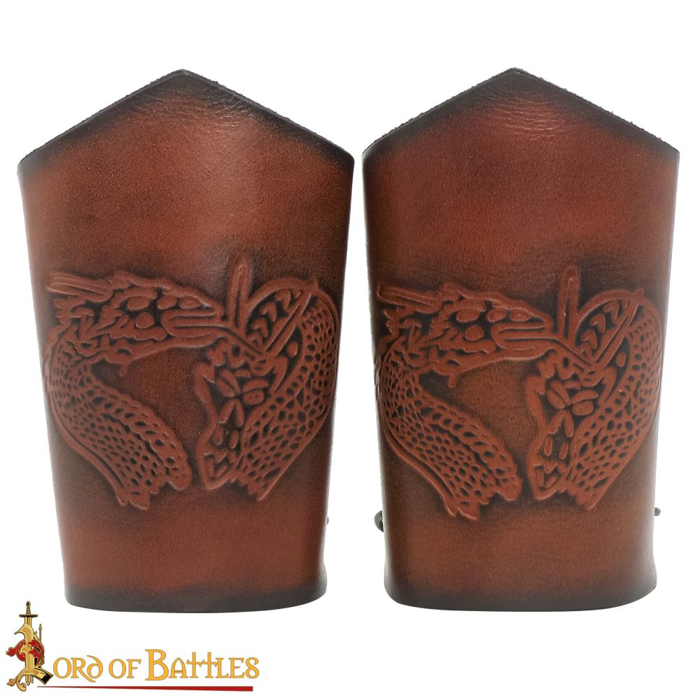 Midgard Dragon Leather Bracers – Short -Brown