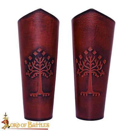 Lord of the Rings Leather Bracers made from red leather