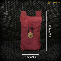 Maroon leather suede medieval bag
