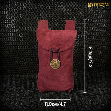Maroon leather suede medieval bag