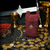 Maroon leather suede medieval pouch