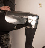 Medieval 14th century leg plate armour reproduction