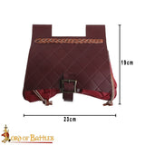 Medieval 14th century reproduction bag with pockets made from red leather