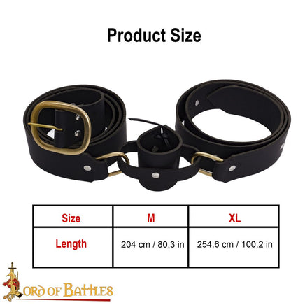 Medieval LARP or SCA sword belt with brass buckle