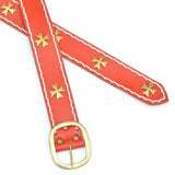 Medieval Leather Belt in red with crusader cross belt mounts
