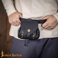 Medieval Themed Leather Bag made from black leather