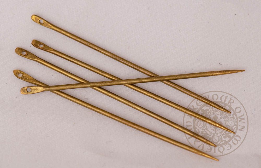 Medieval reproduction brass needle set for historical reenactment medium size
