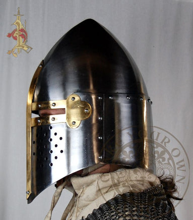 Medieval sugarloaf helm reenactment SCA