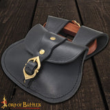 Medieval costume black leather medieval bag and belt set