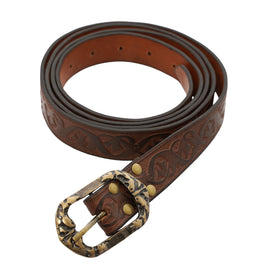 Medieval design belt made from brown leather