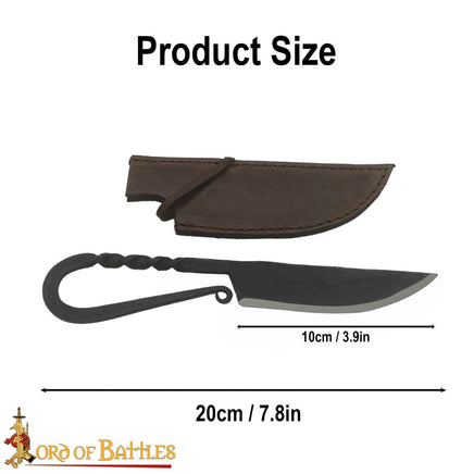 Medieval eating knife with leather scabbard