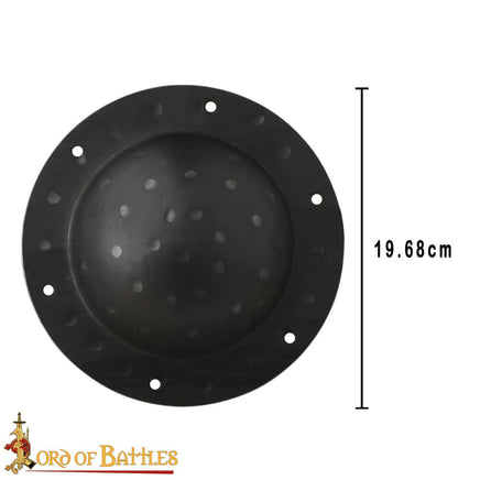 blackened shield boss made from 14 gauge steel