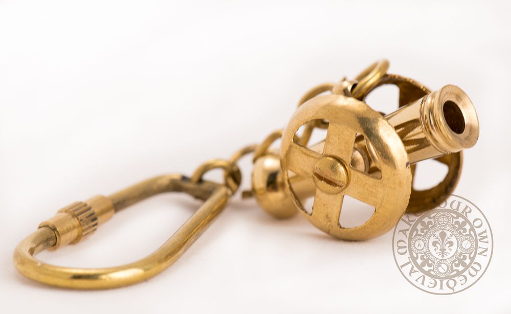 Mini cannon brass key chain