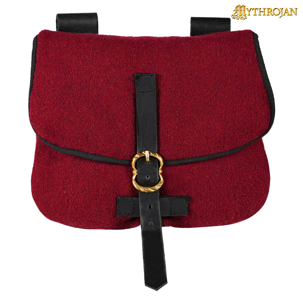 Red Wool Medieval Bag