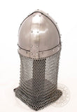 Norman reenactment Spangenhelm combat helmet with Attached Camail (14 Gauge)