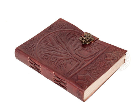 Pagan Tree of life leather journal with decorative clasp