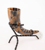 Pagan drinking horn with carved design of growing vine with leaves