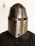 Pembridge reproduction 14th century Great Helm made from 14-gauge steel